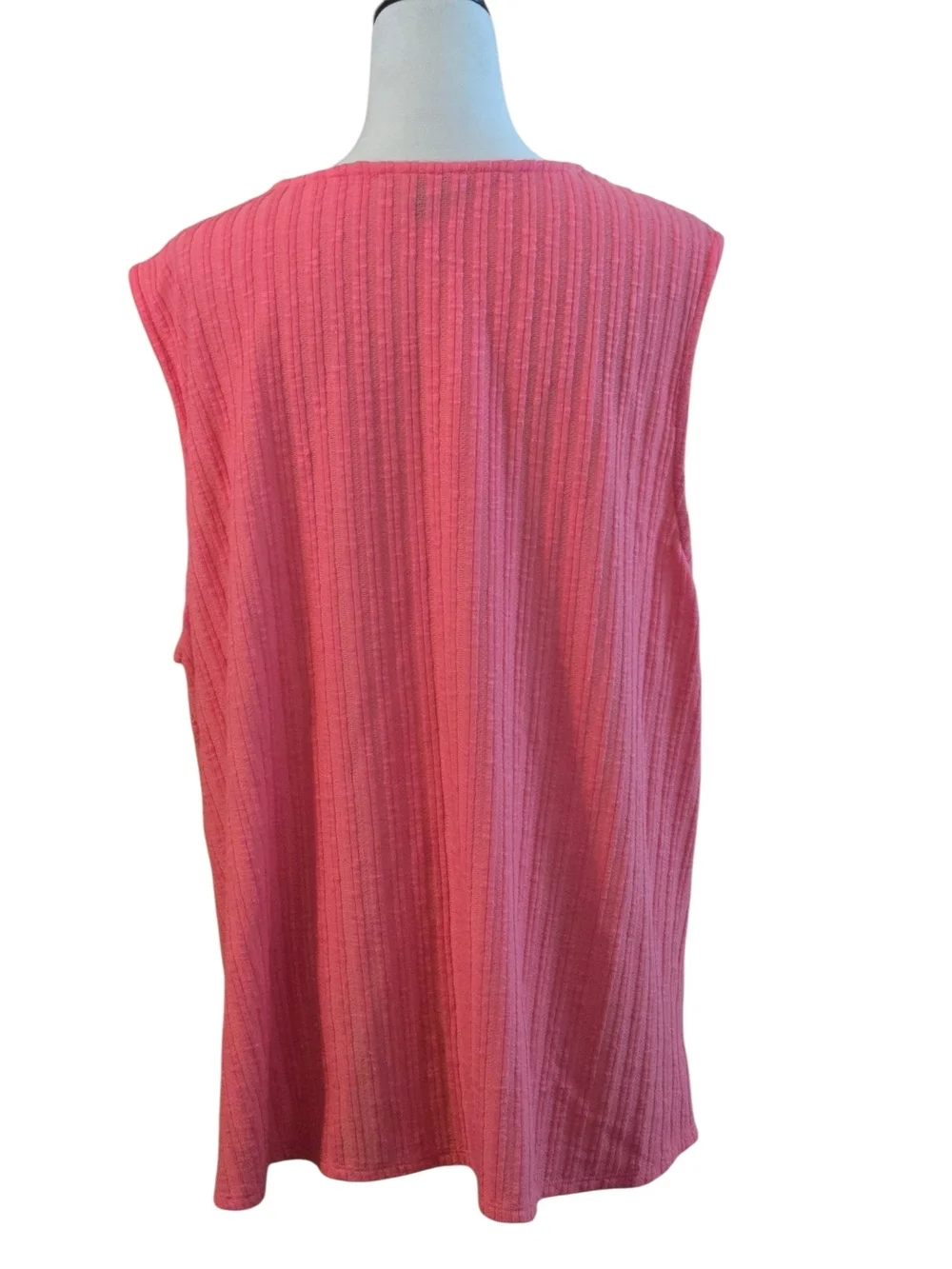 N Touch 2 pc Womens 2X Open Front Coral-Pink Textured Oversized Cardigan & Shell